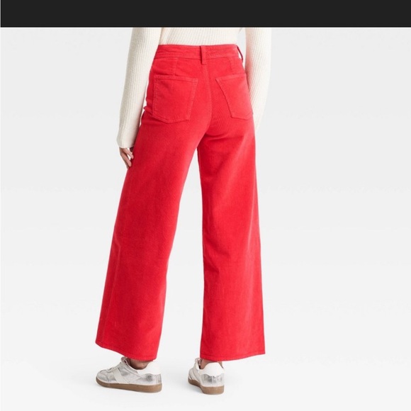 Women’s red high-rise corduroy wide leg ankle jeans from target. Size 14. - Picture 3 of 5